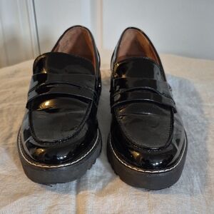 Franco Sarto Shiny Black Patent Loafers